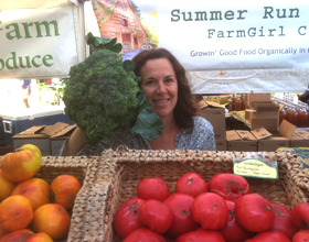 Broccoli head vs. Farmer Cathryn's head